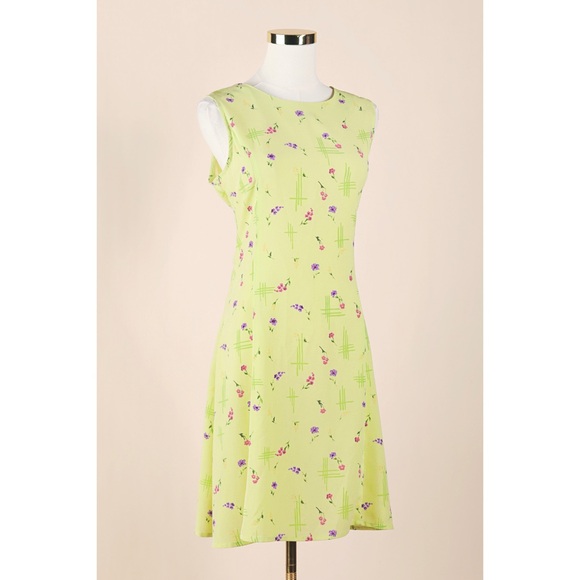 Christopher & Banks Dresses & Skirts - Sz 12 Christopher & Banks Spring Green Sleeveless Floral Self Tie Midi Dress EUC